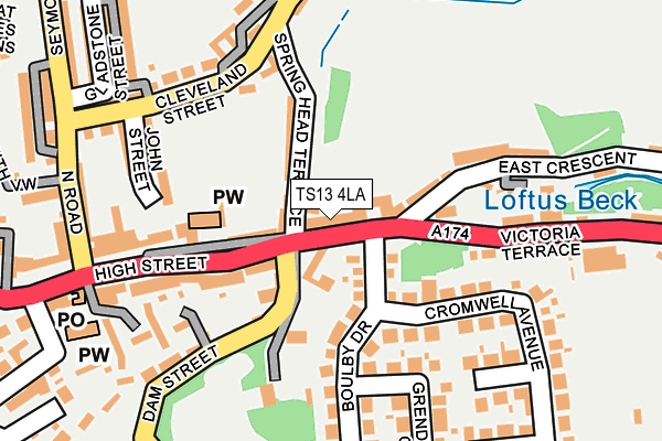 TS13 4LA map - OS OpenMap – Local (Ordnance Survey)