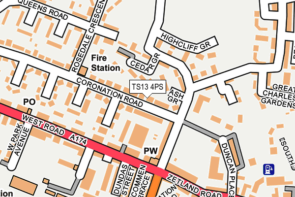 TS13 4PS map - OS OpenMap – Local (Ordnance Survey)