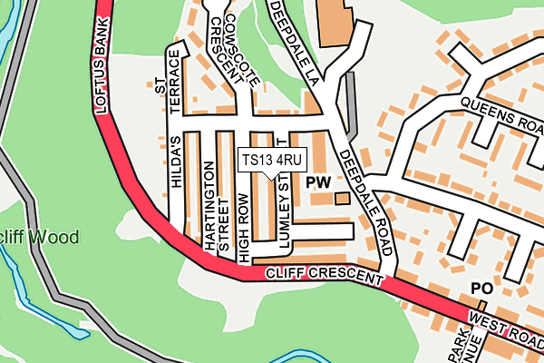 TS13 4RU map - OS OpenMap – Local (Ordnance Survey)