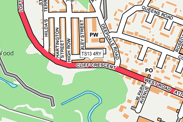 TS13 4RY map - OS OpenMap – Local (Ordnance Survey)