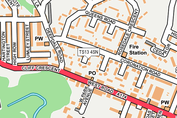TS13 4SN map - OS OpenMap – Local (Ordnance Survey)