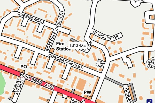 TS13 4XE map - OS OpenMap – Local (Ordnance Survey)