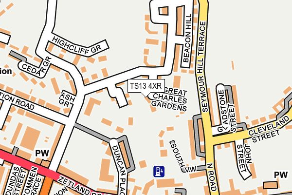 TS13 4XR map - OS OpenMap – Local (Ordnance Survey)