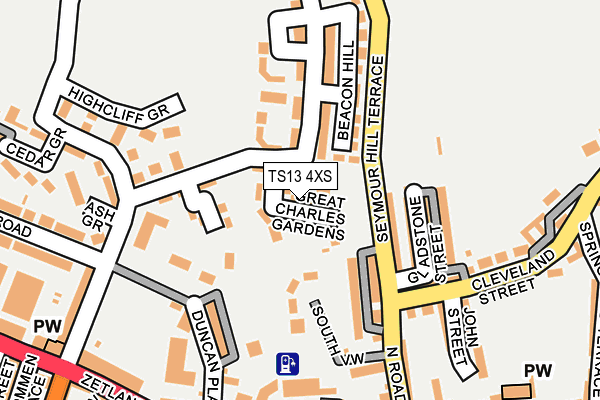TS13 4XS map - OS OpenMap – Local (Ordnance Survey)
