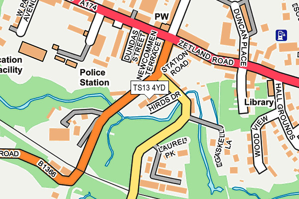 TS13 4YD map - OS OpenMap – Local (Ordnance Survey)