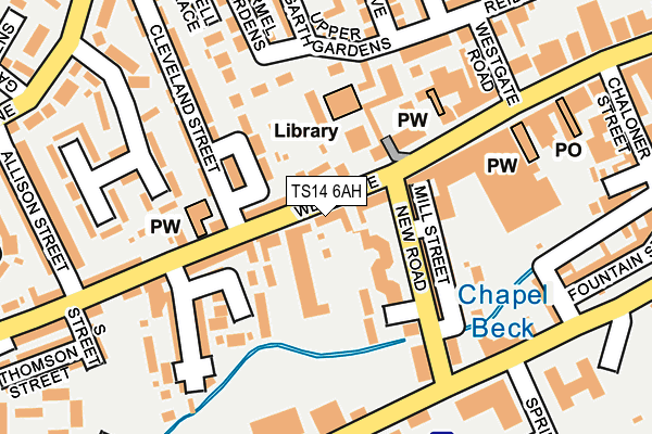 TS14 6AH map - OS OpenMap – Local (Ordnance Survey)