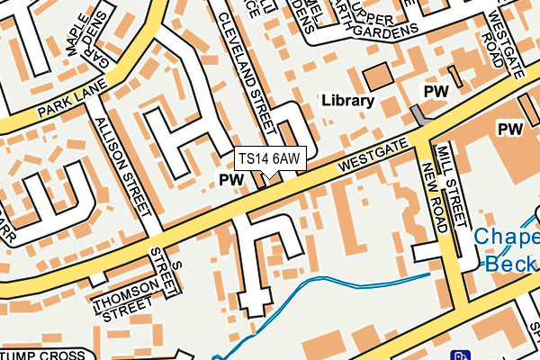 TS14 6AW map - OS OpenMap – Local (Ordnance Survey)