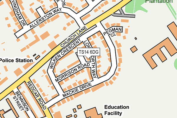 TS14 6DG map - OS OpenMap – Local (Ordnance Survey)