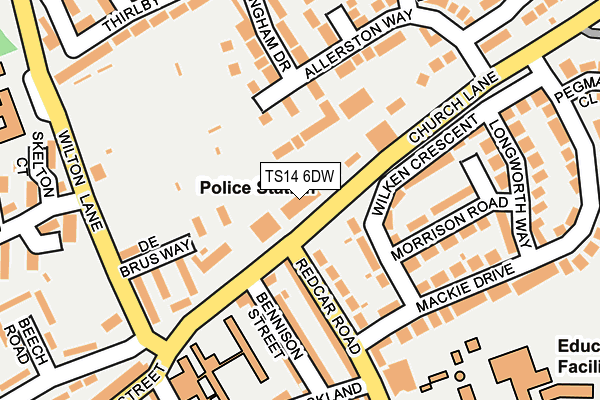 TS14 6DW map - OS OpenMap – Local (Ordnance Survey)