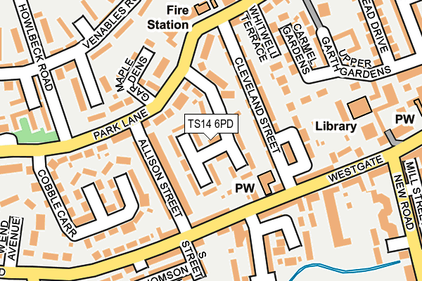 TS14 6PD map - OS OpenMap – Local (Ordnance Survey)