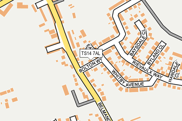 TS14 7AL map - OS OpenMap – Local (Ordnance Survey)