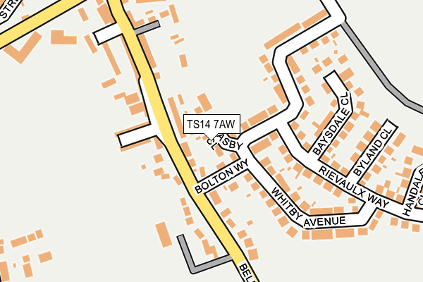 TS14 7AW map - OS OpenMap – Local (Ordnance Survey)