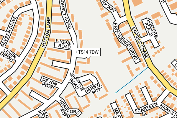 TS14 7DW map - OS OpenMap – Local (Ordnance Survey)