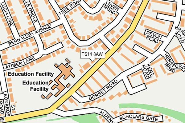 TS14 8AW map - OS OpenMap – Local (Ordnance Survey)