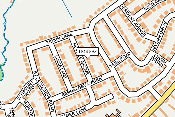 TS14 8BZ map - OS OpenMap – Local (Ordnance Survey)