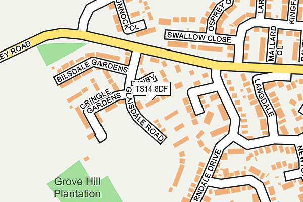 TS14 8DF map - OS OpenMap – Local (Ordnance Survey)