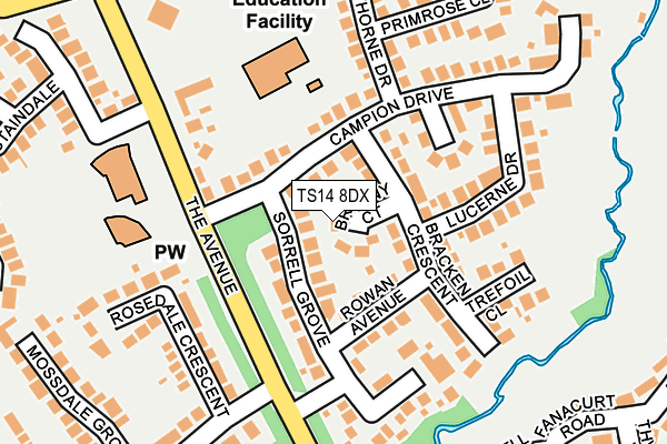 TS14 8DX map - OS OpenMap – Local (Ordnance Survey)