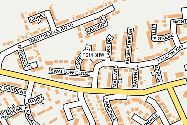 TS14 8HW map - OS OpenMap – Local (Ordnance Survey)