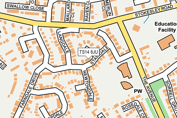 TS14 8JU map - OS OpenMap – Local (Ordnance Survey)