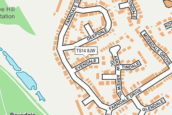 TS14 8JW map - OS OpenMap – Local (Ordnance Survey)