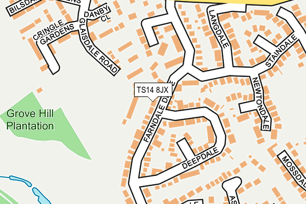 TS14 8JX map - OS OpenMap – Local (Ordnance Survey)