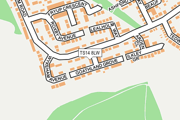 TS14 8LW map - OS OpenMap – Local (Ordnance Survey)