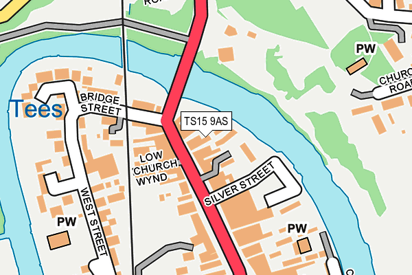 TS15 9AS map - OS OpenMap – Local (Ordnance Survey)