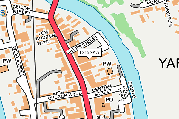 TS15 9AW map - OS OpenMap – Local (Ordnance Survey)