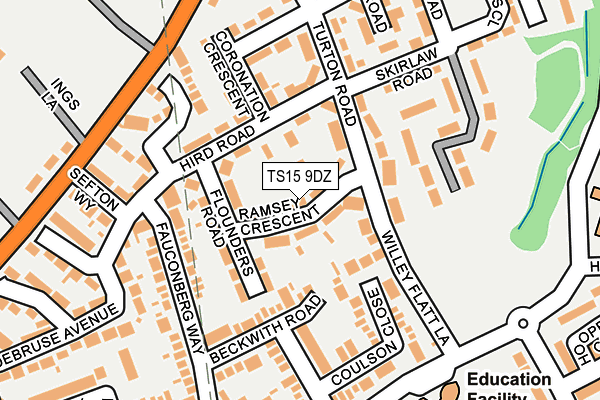 TS15 9DZ map - OS OpenMap – Local (Ordnance Survey)