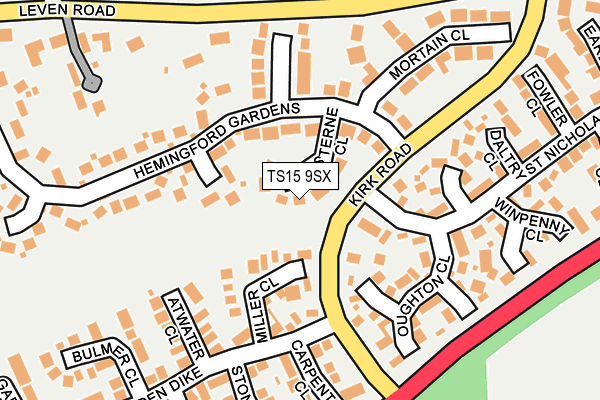 TS15 9SX map - OS OpenMap – Local (Ordnance Survey)