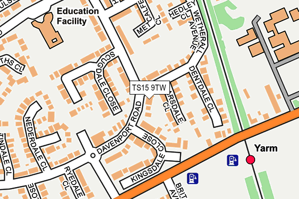 TS15 9TW map - OS OpenMap – Local (Ordnance Survey)