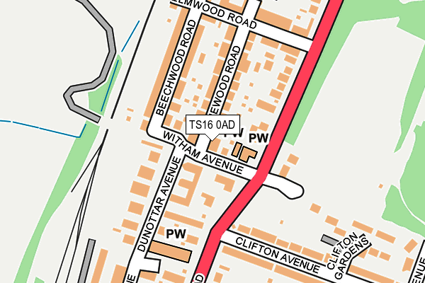 TS16 0AD map - OS OpenMap – Local (Ordnance Survey)