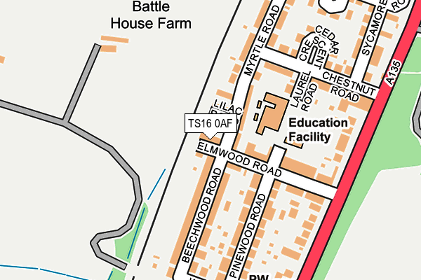 TS16 0AF map - OS OpenMap – Local (Ordnance Survey)