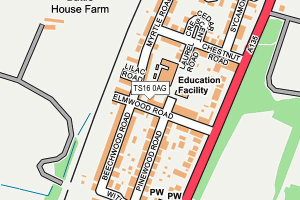 TS16 0AG map - OS OpenMap – Local (Ordnance Survey)