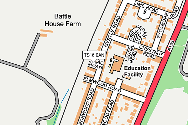 TS16 0AN map - OS OpenMap – Local (Ordnance Survey)