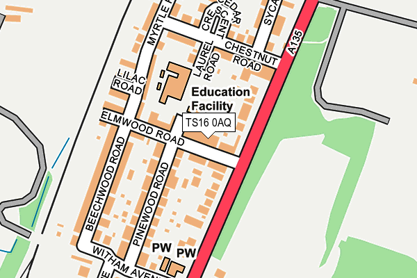 TS16 0AQ map - OS OpenMap – Local (Ordnance Survey)