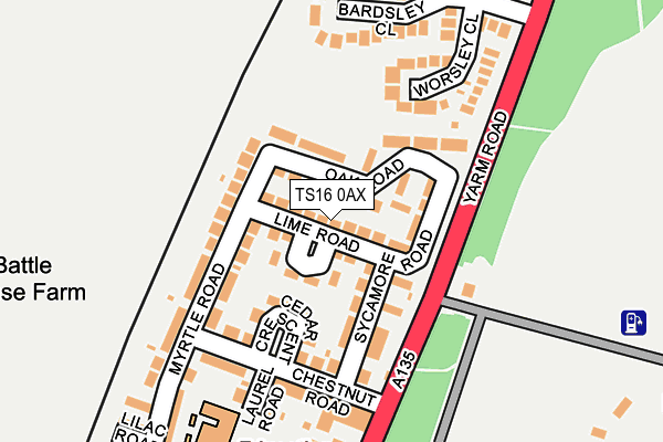 TS16 0AX map - OS OpenMap – Local (Ordnance Survey)