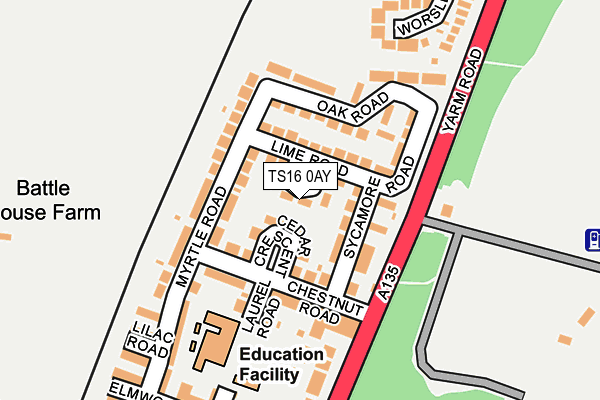 TS16 0AY map - OS OpenMap – Local (Ordnance Survey)