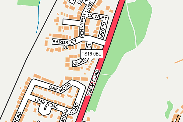 TS16 0BL map - OS OpenMap – Local (Ordnance Survey)