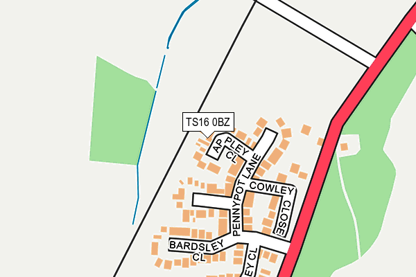 TS16 0BZ map - OS OpenMap – Local (Ordnance Survey)