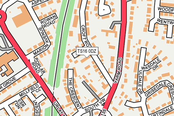 TS16 0DZ map - OS OpenMap – Local (Ordnance Survey)