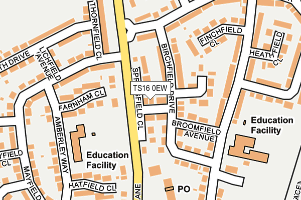 TS16 0EW map - OS OpenMap – Local (Ordnance Survey)