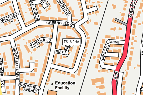 TS16 0HA map - OS OpenMap – Local (Ordnance Survey)