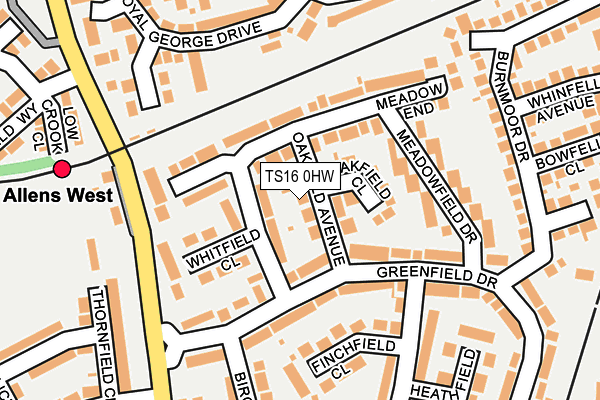 TS16 0HW map - OS OpenMap – Local (Ordnance Survey)