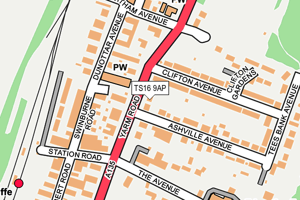TS16 9AP map - OS OpenMap – Local (Ordnance Survey)