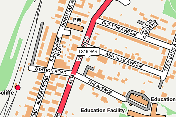 TS16 9AR map - OS OpenMap – Local (Ordnance Survey)