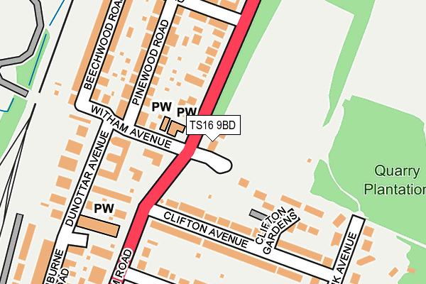 TS16 9BD map - OS OpenMap – Local (Ordnance Survey)