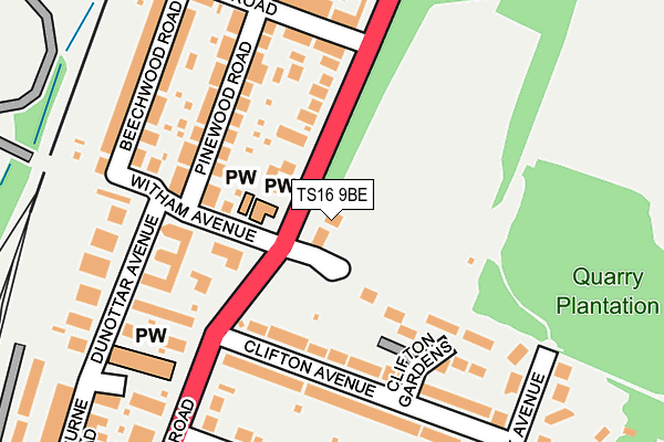 TS16 9BE map - OS OpenMap – Local (Ordnance Survey)