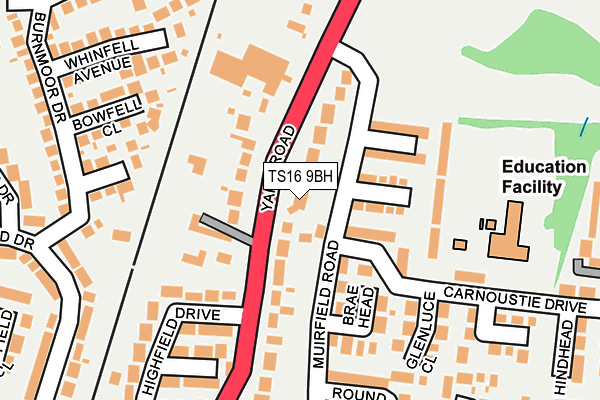 TS16 9BH map - OS OpenMap – Local (Ordnance Survey)
