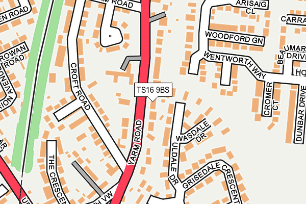 TS16 9BS map - OS OpenMap – Local (Ordnance Survey)